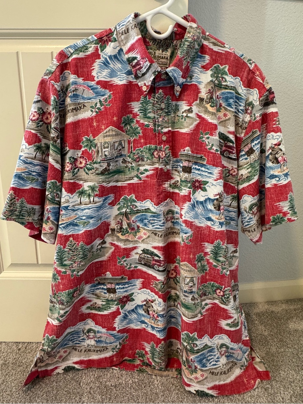 Reyn Spooner Christmas Tropical Island Print half button down Shirt